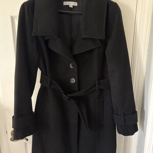 New York & Company Black Trench Coat with Belt